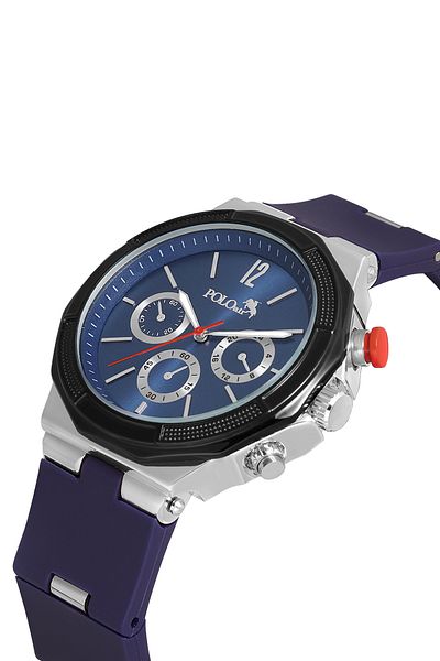 Polo Air Kavçuk Cord Metal Case Men's Wrist Watch Navy Blue Silver Color Pl-0973E2X