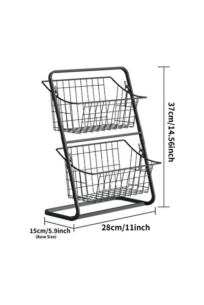Choice سلة فواكه سوداء، سلة خضروات، سلة تخزين على سطح المطبخ، رف تخزين سلكي ق...