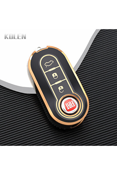 Choice حافظة سوداء فقط من مادة TPU قابلة للطي لمفتاح السيارة من أجل فيات 500 ...