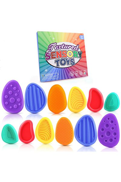 Choice 6pcs With Box Sensory Fidget Toys Stone For Kids 6 Pack Textured Soft Worry Stone For Autism Adhd Te