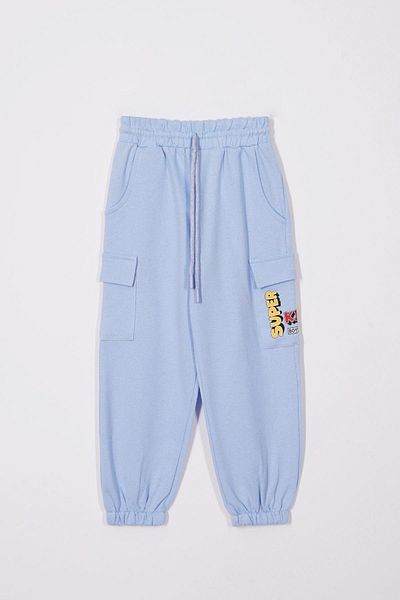 zepkids Διπλές τσέπες Cargo Baby Blue Color Boy's αθλητική φόρμα μονό κάτω