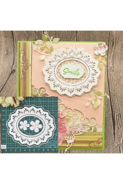 Choice Silver Flower Lace Oval Frame Dies Metal Cutting Dies For Scrapbooking Paper Gift Card Making