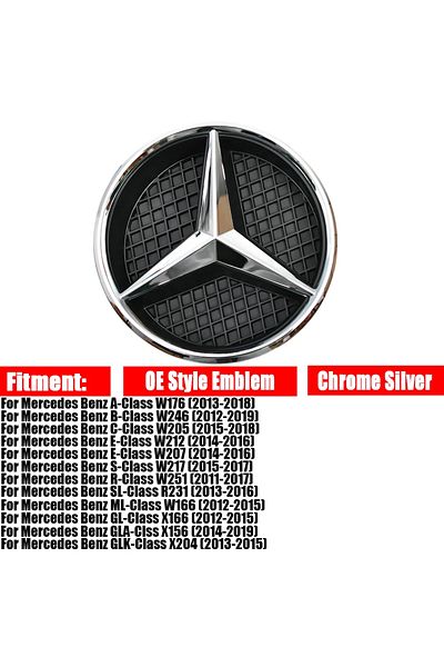 Choice شارة نجمة مضيئة فضية اللون من طراز Oe Style لسيارة مرسيدس بنز الفئة C W بشبكة أمامية LED