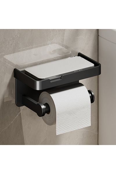 Choice1 Aluminum Alloy Paper Holder Wall-Mounted Toilet Roll Paper Holder No Drilling Bathroom Kitchen Pa...