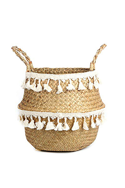 Choice 27cmX24cm Double layer tassel Boho Decor Wicker Baskets Storage Hand W...