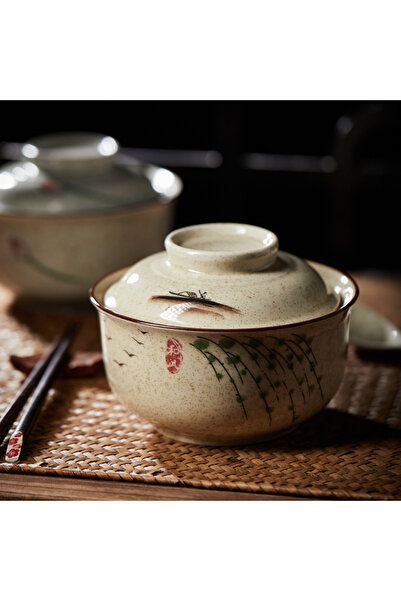 Choice1 6.5inch Japanese Style Ramen Bowl With Lid Ceramic Instant Noodle Bowl For Soup Rice Noodle And P...