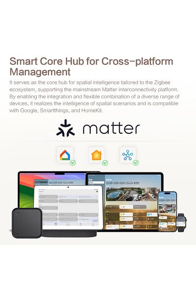 zemismart Matter Zigbee Gateway with Antenna Smart Home Hub Bridge Works with Tuya App Homekit Go...