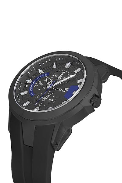 Polo Air Rubber Band Metal Case Men Wrist Watch Black Navy Color Pl-0974E6X