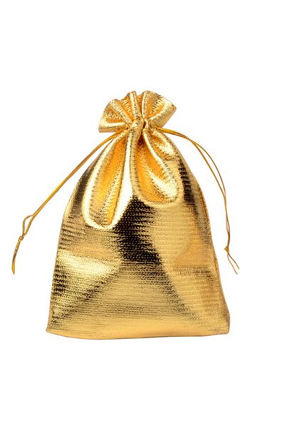 Choice 7x9cm Gold Color 25pcs/lot Jewelry Packing Gold Color Foil Cloth Drawstring Storage Bag 7x9cm 9x12cm