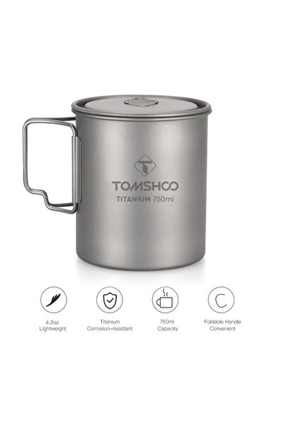 Choice كوب تيتانيوم 750 مل من تومشو كوب تيتانيوم متين للتخييم في الهواء الطلق...
