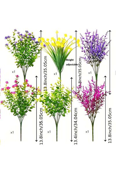 Choice 6 Bundles 12 Bundles Outdoor Artificial Flowers Uv Resistant Faux Plastic Shrubs Plants Garden Patio