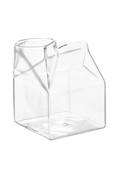 Choice 301-400 مل أبيض 1 قطعة نصف باينت حليب على شكل كرتونة إبريق كريمة صغير إبداعي كوب حليب زجاجي ضرع البقرة ج