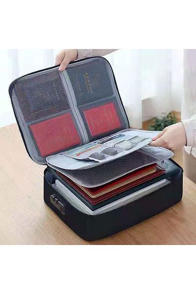 Choice Black With Lock 3-layer Document Organizer Briefcase Folder Holder Men's Women's Bag Cover Purse Pas