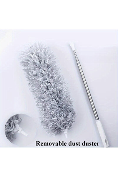 Choice مكنسة تنظيف ريش الدجاج الممتدة بطول 2.8 متر باللون الرمادي ومكنسة تنظي...