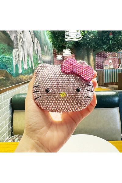 Choice B 2024 New Hello Kitty Shiny Sticking Diamond Makeup Mirror Cartoon Lovely Mini Mirrors And Combs C.