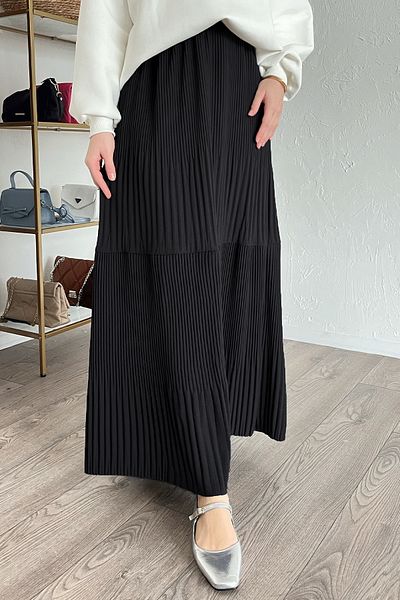 InStyle Πλισέ Scuba Crepe Μαύρη Φούστα