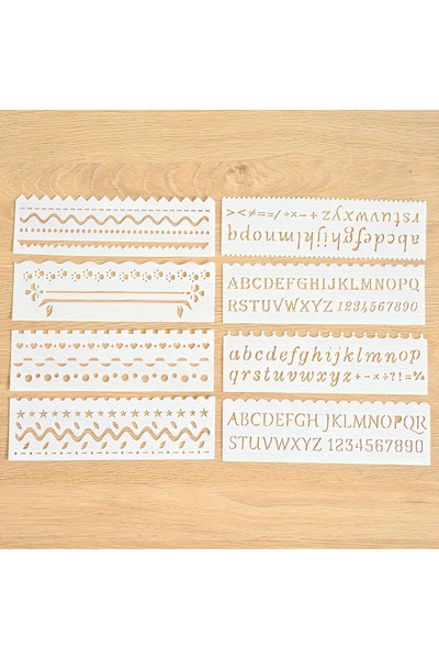 Choice مجموعة من 8 قطع من قوالب طبقات الحروف الأبجدية باللون الأبيض، ألبوم تلوين ونقش، D