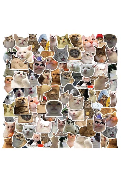 Choice 50pcs 50pcs Kawaii Cat Mood Meme Sticker Sticky Aesthetic Decorative Diy Phone Stationery Scrapbook