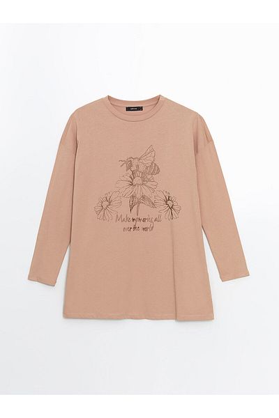 LC Waikiki Γυναικείο χιτώνα με στάμπα Crew Neck