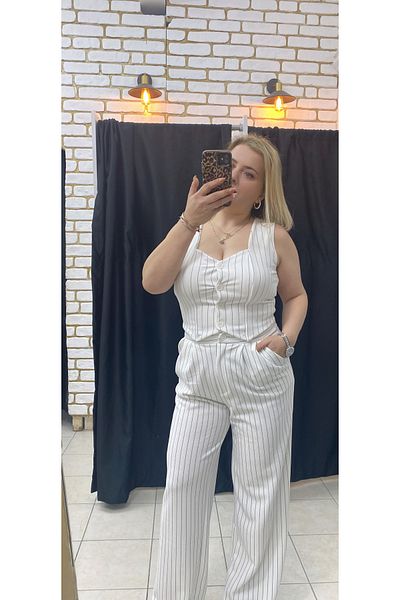TUBA TOPTAŞ Striped Crepe Palazzo Pants