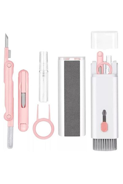 DITIPOO Pink 7 In 1 Computer Keyboard Cleaner Brush Kit Screen Cleaning Multifunctional Headset Case Cleanin