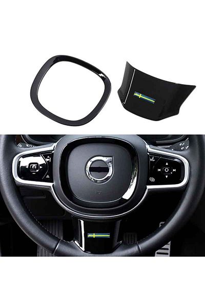 LINGLUYANG Black B Car Steering Wheel Trim Decoration Cover Sticker For Volvo Xc90 S90 Xc60 S60 V90 V60 Accesso