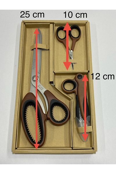 karantuhafiye Titanium Scissors Set of 3 - Brown