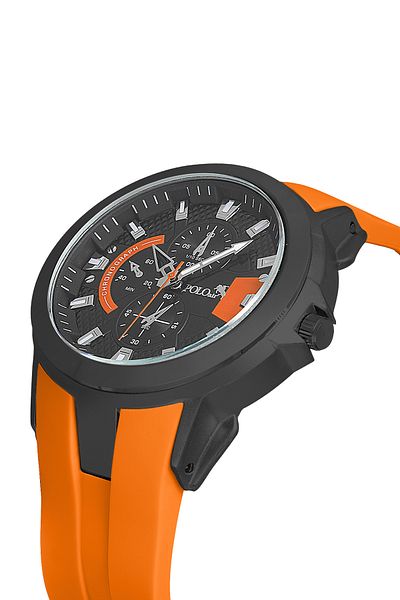 Polo Air Rubber Band Metal Case Men Wrist Watch Orange Black Color Pl-0974E7X