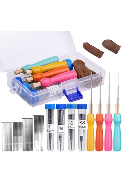 Choice Type 3 Imzay 3/4 Sizes Wool Felting Needles Kit Wooden Handle Needle Felting Tools With Finger Cot S