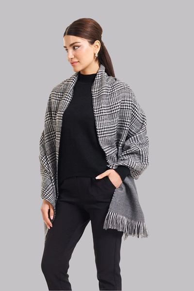 Mathilda Aksesuar Women's Double Sided Plaid Wool Shoulder Shawl - 70X190Cm - Winter Shawl