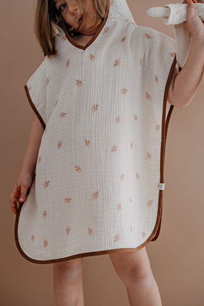 TBA COLLECTION Muslin Poncho| Simple Brown Leaves