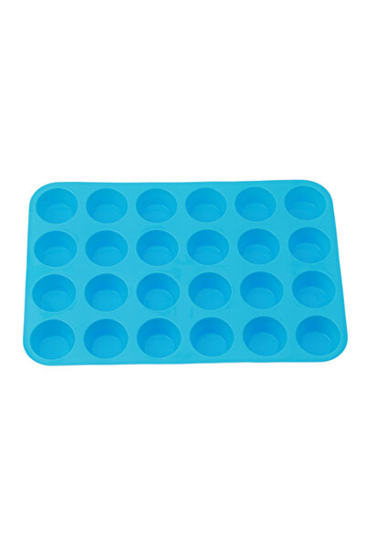 Choice قالب كيك أزرق مكون من 24 فتحة من السيليكون لصنع الصابون والكعك والكب ك...