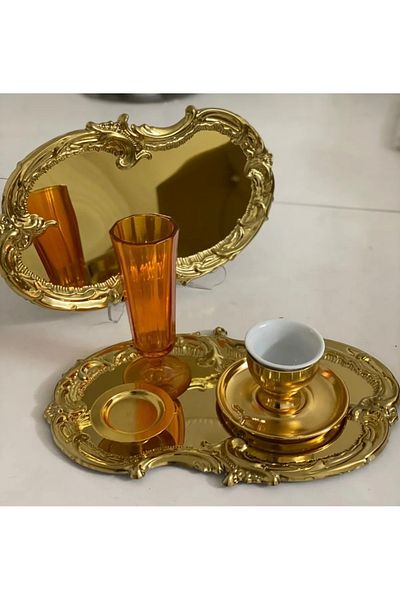 Sillage Home Set of 2 Stainless Steel Artnova Lace Pattern Presentation Tray, Promise Engagement Tray