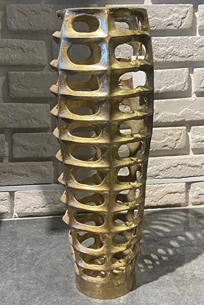Lucky Art Gold Döküm File Yer Vazosu 47 Cm