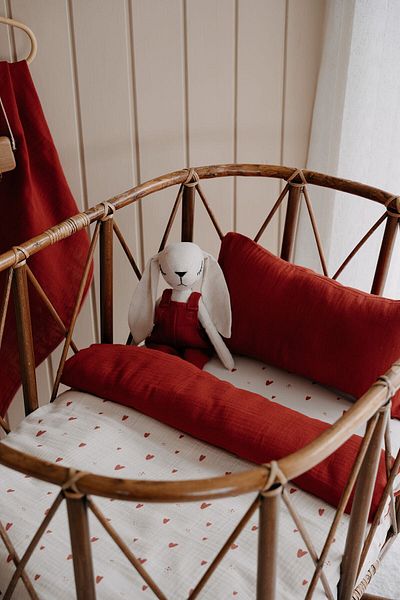 TBA COLLECTION Park Bed Muslin Duvet Cover Set (80X110)| Red Hearts