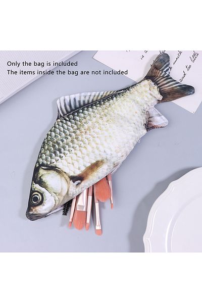 Choice 1pc 1pc Crucian Carp Pen Bag Realistic Fish Shape Make-up Pouch Pen Pencil Case With Zipper Back To