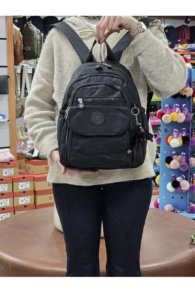 MY POLO 2114-8675 Women's Crinkle Fabric Multi-Compartment Lined Pet Waterproof Daily Mini Backpack