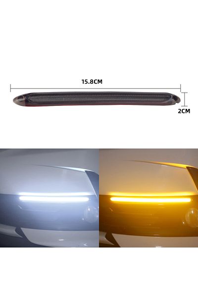 Choice White N Yellow 15.5cm Car Drl Daytime Running Lights Universal Auto Headlight Strip Sequential Turn