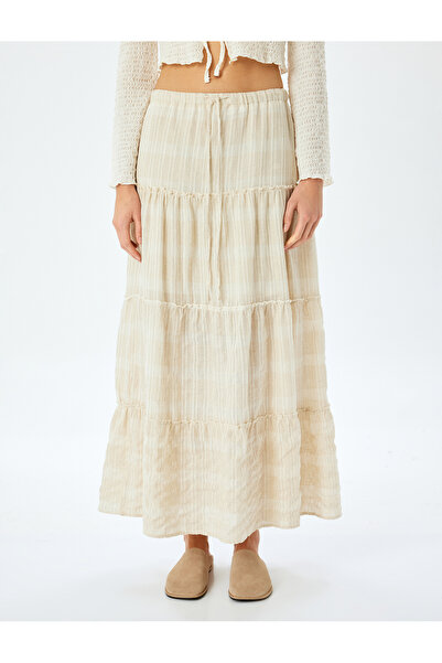 Koton Μίντι φούστα με υφή με υφή από λινό