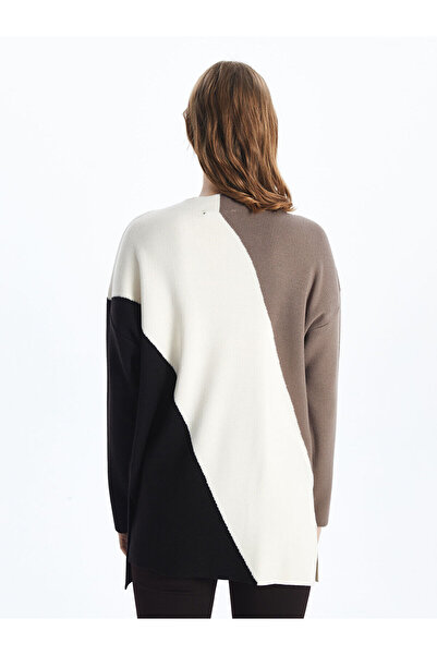 LC Waikiki Lw - Half Turtleneck Color Block Women's Knitwear Tunic