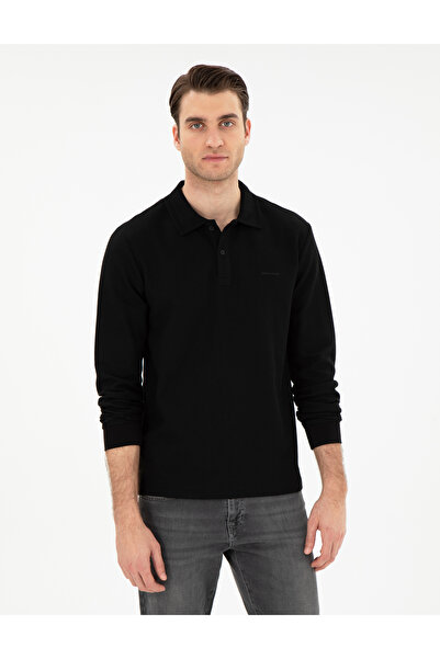 Pierre Cardin Siyah Slim Fit Kıvrılmaz Yaka Sweatshirt 50307408-VR046