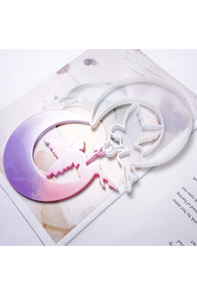Choice 2 Diy Smiley Moon Resin Mold Mirror Moon Fawn Cat Crystal Epoxy Mold Angel Moon Silicone Mold For R.