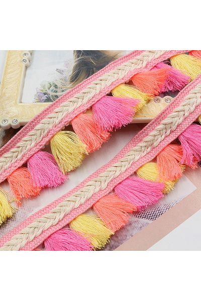Choice 1 Yard Colorful Tassel Lace Trim Polyester Tassel Fringe Trim Color Tassel Lace Ribbon Sewing Garmen