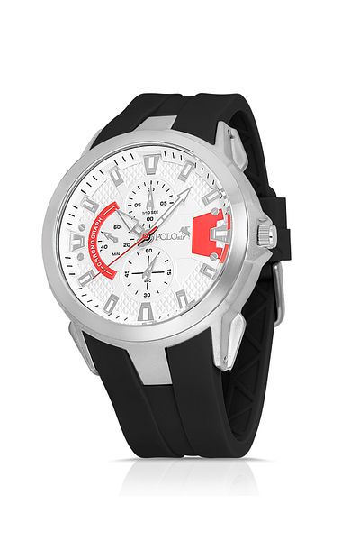 Polo Air Rubber Band Metal Case Men Wristwatch Black Silver Red Color Pl-0974E5X