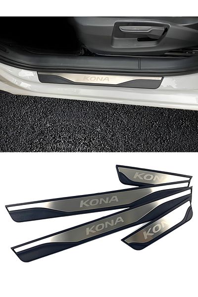 AOSRRUN Kona Sill For Hyundai Kona Os 2021 2022 2023 Ev Door Sill Pedal Welcome Scuff Plate Decoration Cover