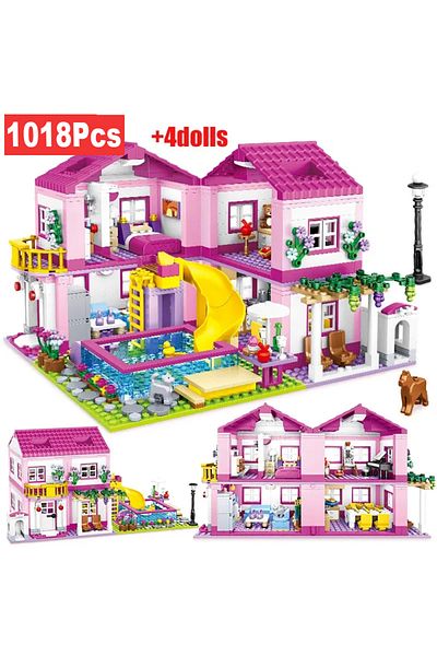 Choice No Original Box1 1018 Pcs City 1 Change 3 Summer Double-storey Villa House Slide Building Blocks Fri