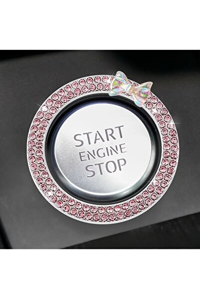 Choice حلقة تشغيل وإيقاف تشغيل محرك السيارة على شكل فيونكة فراشة لامعة وردية ...