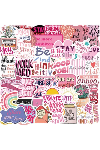 Choice 50pcs Pink Motivational Phrases Cartoon Graffiti Stickers Phone Guitar Laptop Notebook Suitcase W...