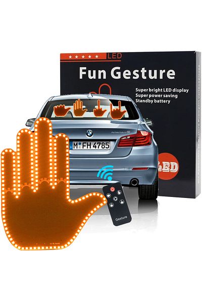 Choice 4 Gesture Hand LED Indicator for Car Rear Window Middle Finger, with Remote