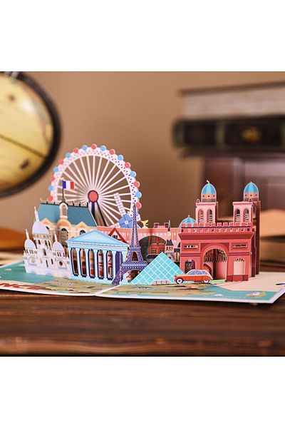 Choice Paris 1pc City Landmark Pop Up Card, London Landscape, Paris Landscape, Handmade Pop-up Card, Greet